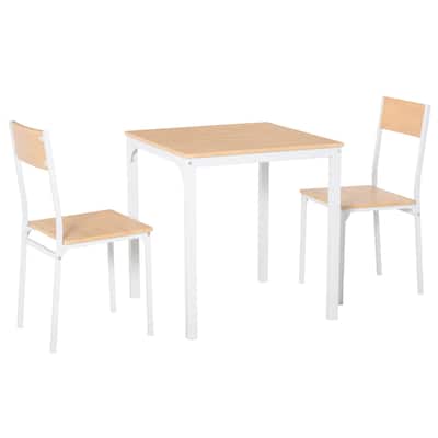 Wooden Dining Table Set with Table and Chairs and Sturdy Metal Frame