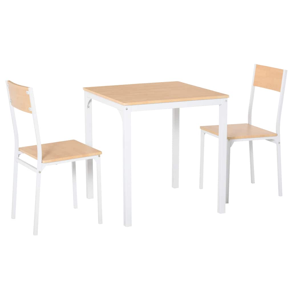 Wooden Dining Table Set with Table and Chairs and Sturdy Metal Frame