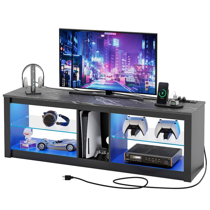55" LED TV Stand for 60 inch TV with Power Outlet-Entertainment Center - 55 inches