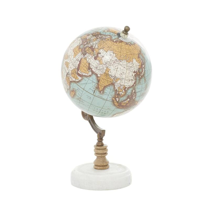 Marble Globe with Marble Base - Teal, White, Black - Roche River Decor