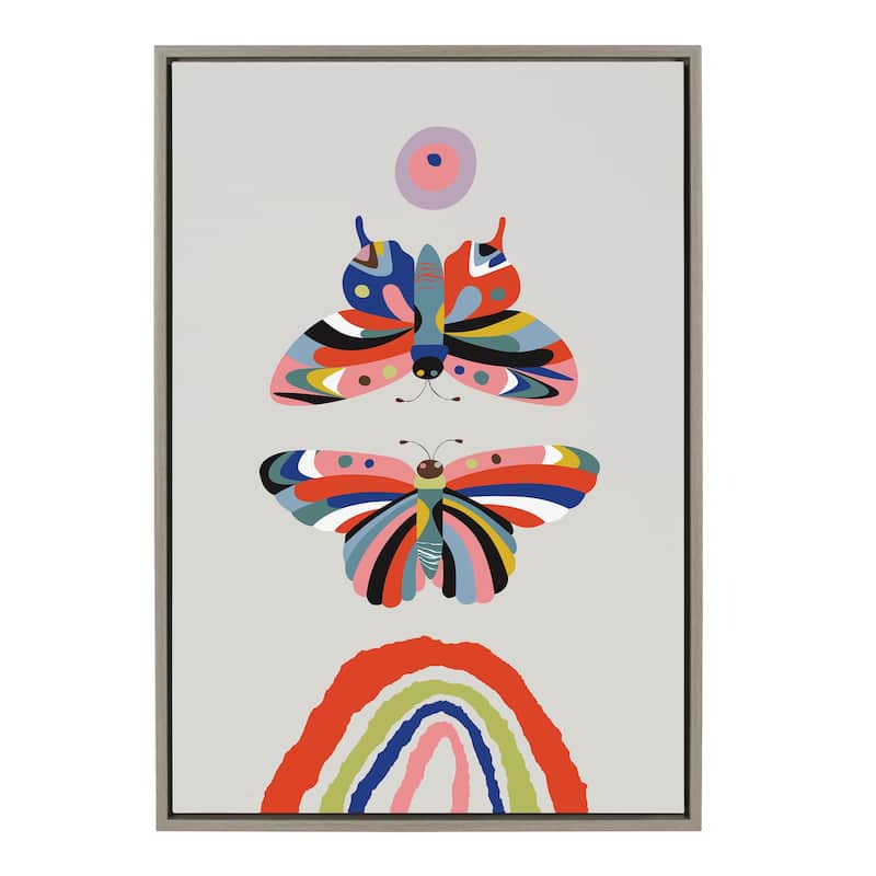 Kate and Laurel Sylvie Butterflies Framed Canvas by Rachel Lee