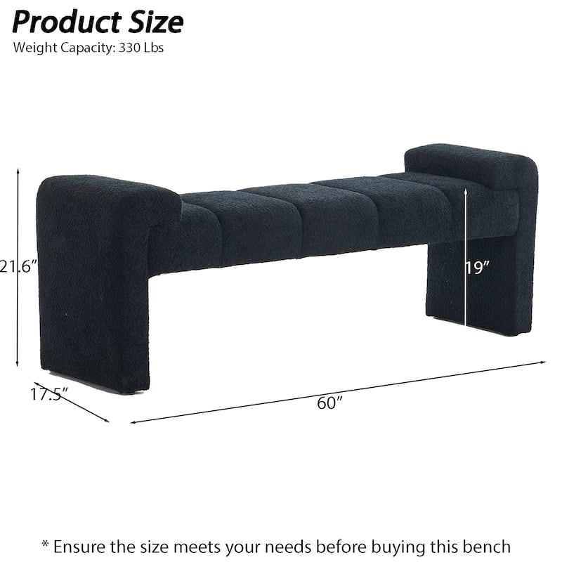 54" Boucle Bedroom Bench with Channel Tufted Modern Entryway Bench Window Bench End of Bed Bench
