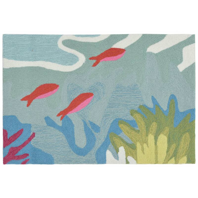 Liora Manne Ravella Ocean View Indoor/Outdoor Rug - 2' x 3' - Blue
