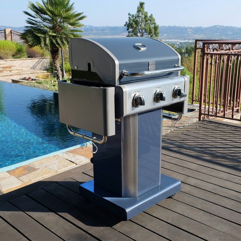 Kenmore 3-Burner Propane Gas Grill with Foldable Side Shelves