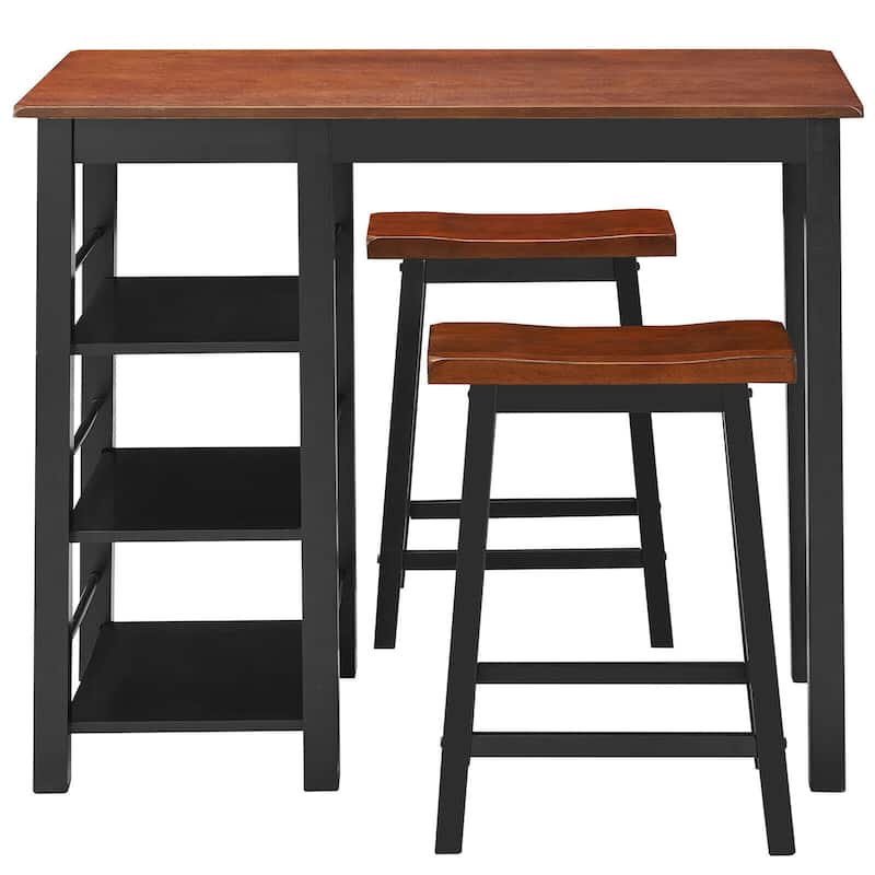 Gymax 3-Piece Counter Height Dining Table Set w/2 Saddle