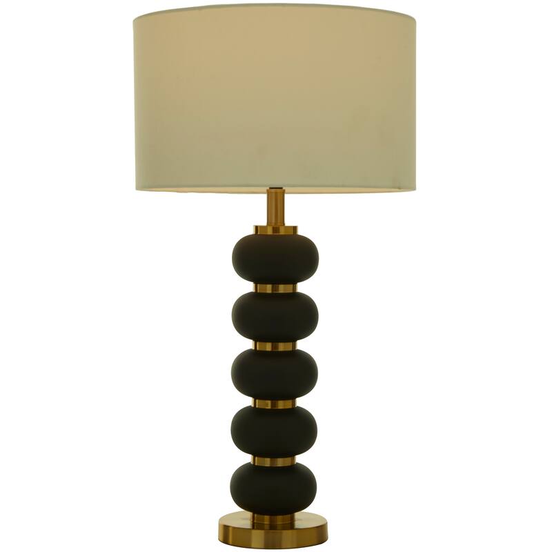 Metal Orbs Style Base Table Lamp with Drum Shade - White or Black - CosmoLiving by Cosmopolitan
