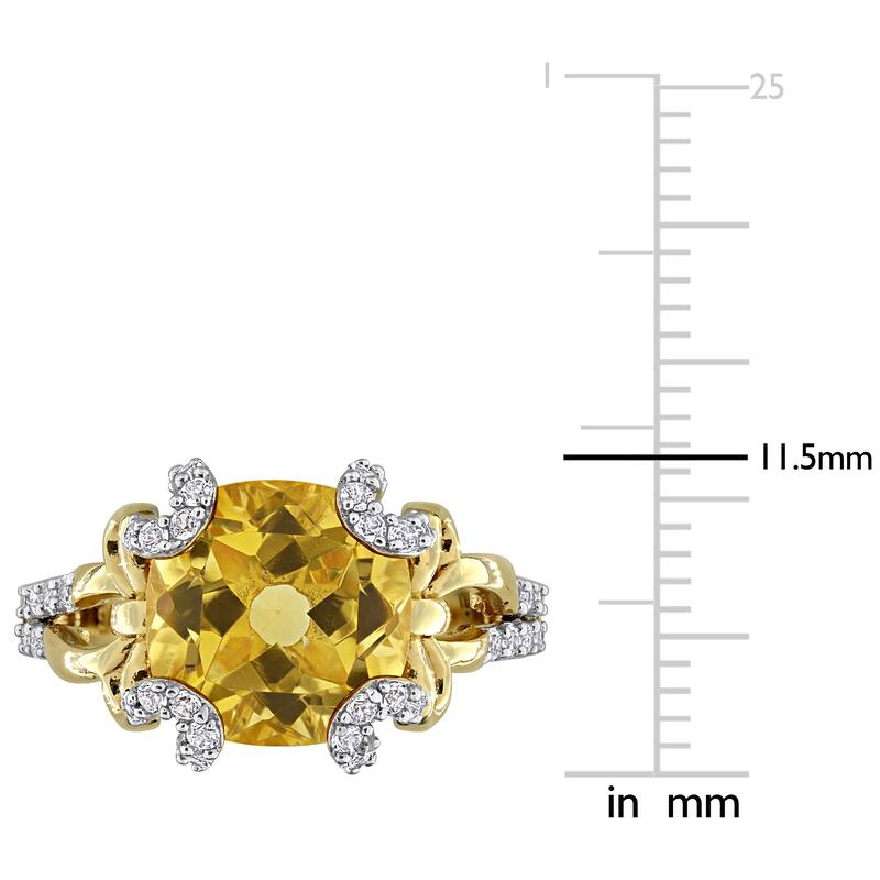 Miadora 4 5/8ct TGW Citrine and White Topaz Cocktail Ring in Yellow Plated Silver