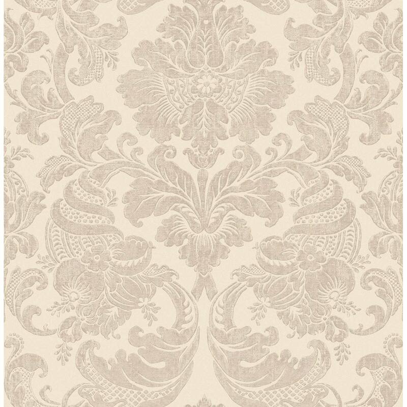 Seabrook Designs Kanta Damask Unpasted Wallpaper - 20.5 in. W x 33 ft. L - Metallic Chiffon