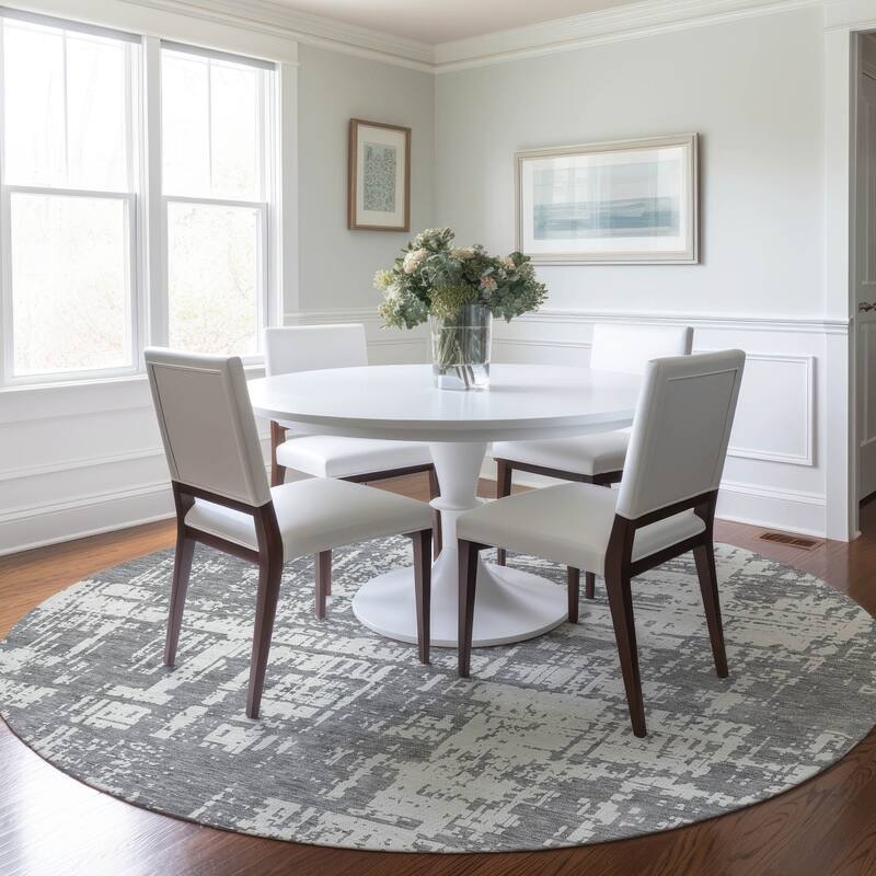 Machine Washable Indoor/ Outdoor Chantille Abstract Solid Rug