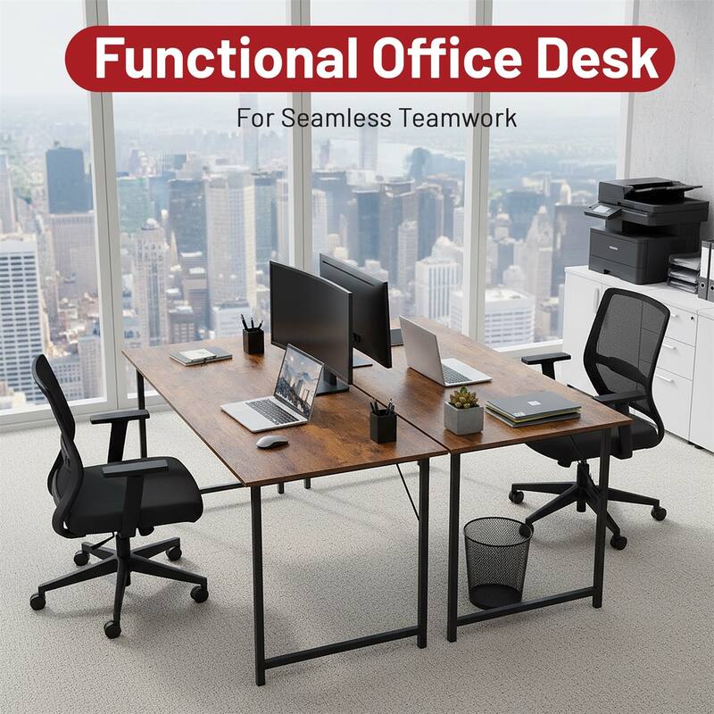 Computer Desk, 40-63 Inch Home Office Desk, Gaming Writing Work from Home Study Desk, Large Legroom, Sturdy Metal Frame