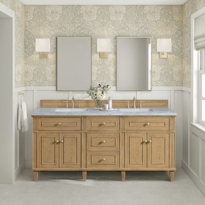 James Martin Vanities Lorelai 72" Double Vanity, Light Natural Oak