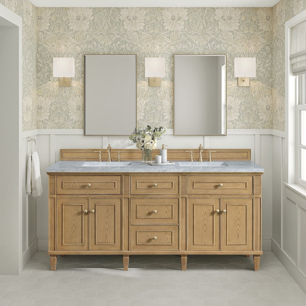 James Martin Vanities Lorelai 72" Double Vanity, Light Natural Oak