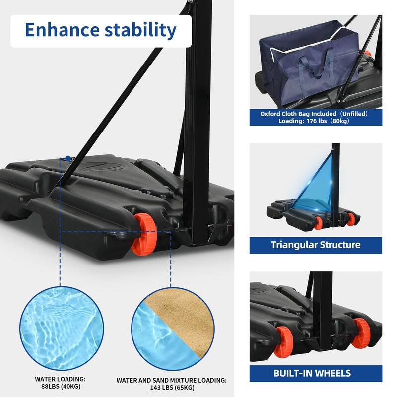 Moasis Adjustable Height Portable Basketball Hoop Stand 4.1-5.7ft/3.4-8.5ft