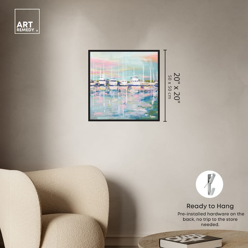 Art Remedy Coastal Dock Framed Sailing 1 Piece Canvas Wall Art