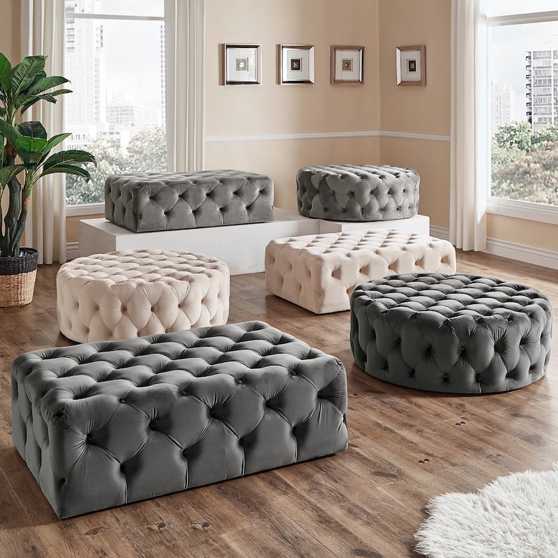 Knightsbridge Rectangular Tufted Ottoman with Casters by iNSPIRE Q Artisan