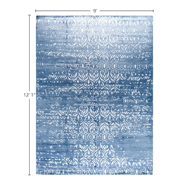 Modern One-of-a-Kind Hand-Knotted Area Rug - Gray, 9' 0" x 12' 1" - 9' 0" x 12' 1"