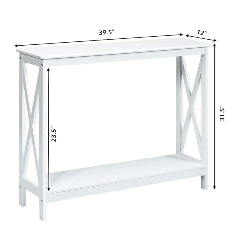 Space-Saving Console Table with Modern X-Shape and Large Shelves Perfect for Entryway or Living Room