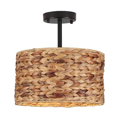 1-Light Rustic Semi-Flush Mount Light Hanging Ceiling Light for Dining Room
