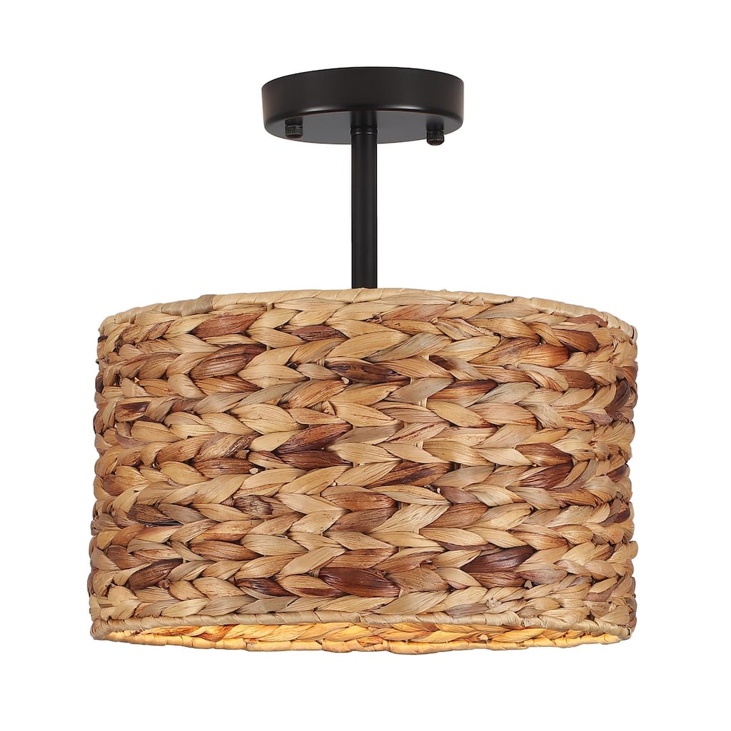 1-Light Rustic Semi-Flush Mount Light Hanging Ceiling Light for Dining Room