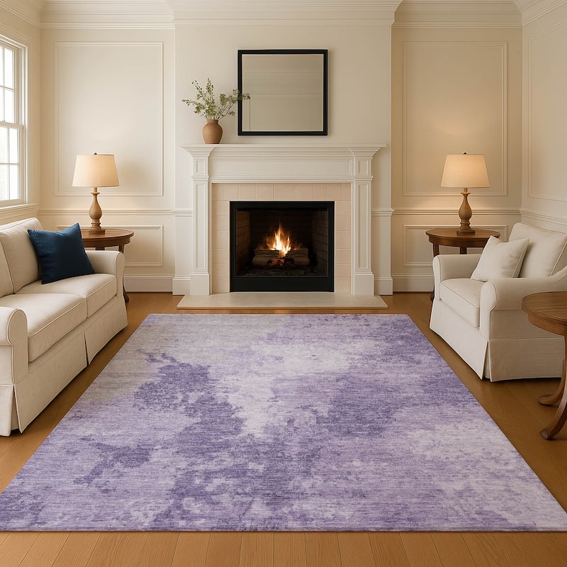 Premium Washable Super Soft Modern Abstract Mayfield Rug - Plum - 5' x 7'6"