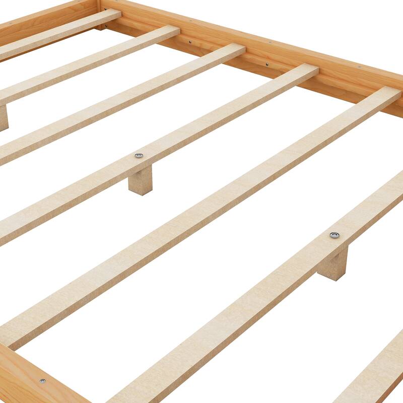 Floor Platform Bed Frame with Slats Support, Wooden Canopy Bed, Four Poster Bed Frame