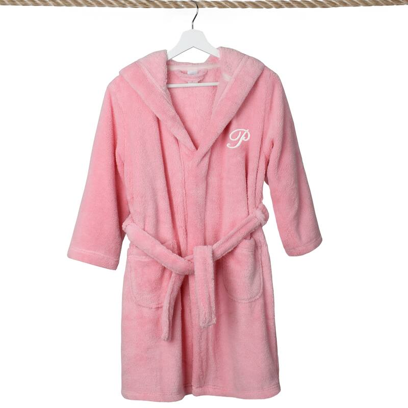 Sweet Kids 100% Polyester SUPER PLUSH Double Brushed Hooded Bathrobe with White Script Monogram