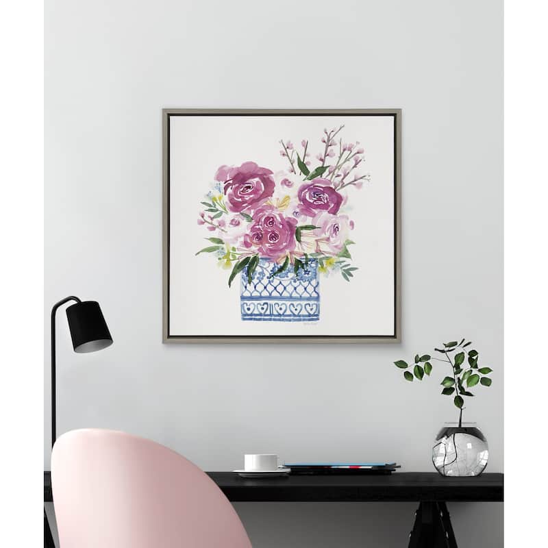 Kate and Laurel Sylvie Blooms Framed Canvas by Patricia Shaw