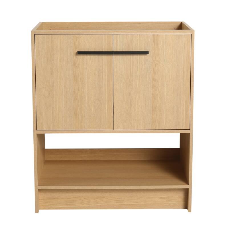 GDFStudio - Lisbon Modern Minimalist Freestanding Bathroom Vanity Cabinet with Soft Close Doors, Open Shelf, Sink NOT INCLUDED