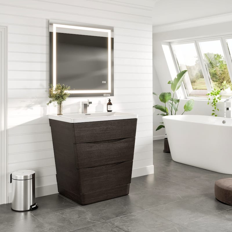 Victoria 32 in. Chestnut Bath Vanity with Integrated Acrylic Sink