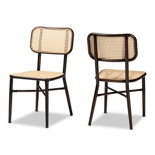Katina Mid-Century Synthetic Rattan Outdoor Dining Chair Set(2PC)