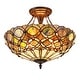 preview thumbnail 2 of 2, 2-light Dark Bronze/Stone Glass Semi-Flush Mount