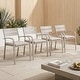 preview thumbnail 3 of 45, Outdoor Stackable Aluminum Dining Chair with Cushion (Set of 4) Flaxen