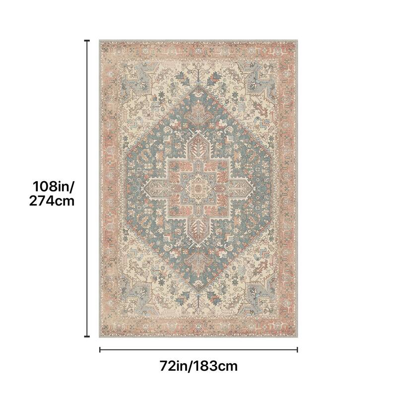 Mcow Vintage Boho Distressed Chenille Low-Pile Area Rug