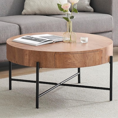 Coffee Table with Drawers Round Center Table