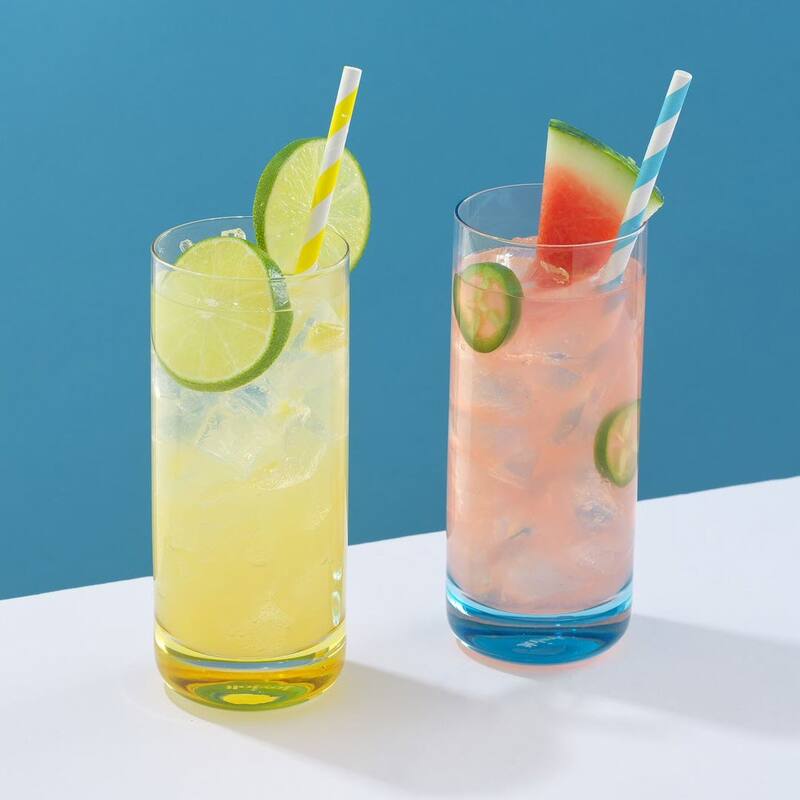 JoyJolt Hue Colored Highball Drinking Glasses - 13 oz - Set of 6 - 13 oz