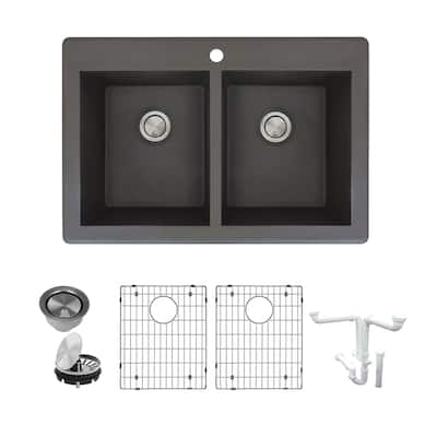 Transolid K-RTDE3322 Radius 33-1/16" Drop In Double Basin Granite