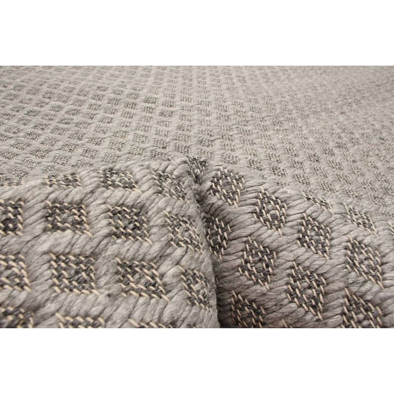 ECARPETGALLERY Hand Tufted Sienna Grey Wool Rug - 6'7 x 9'9