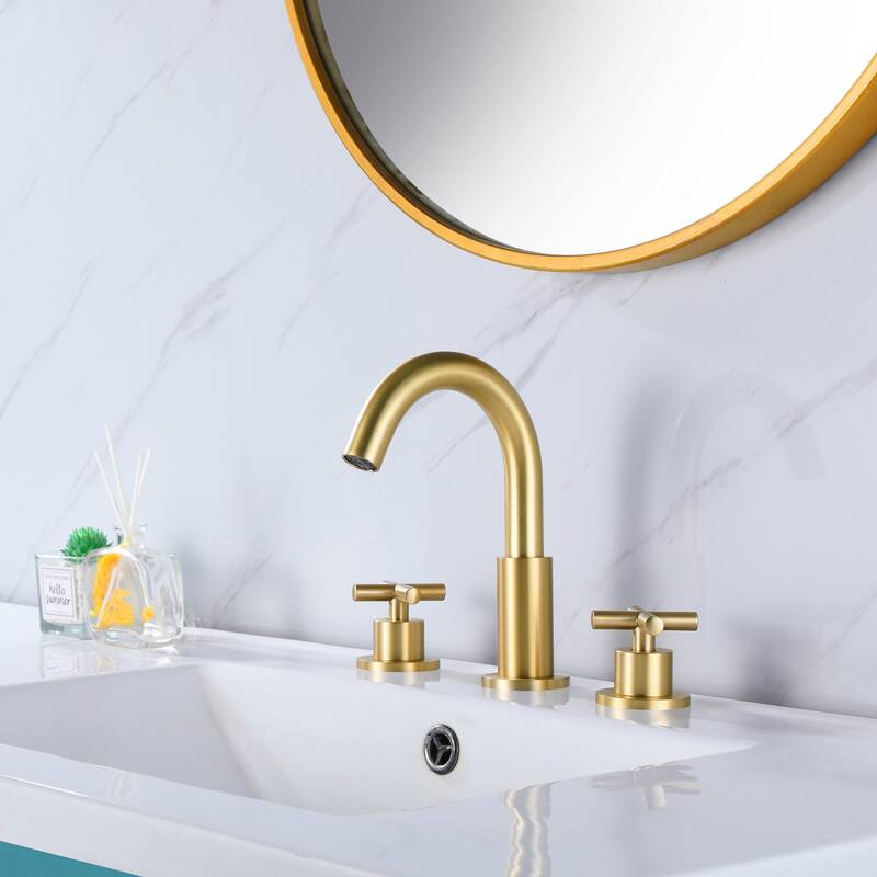 2-Cross Handles Deck Mounted Widespread Bathroom Sink Faucet