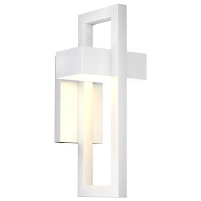 Integrated LED Black/White Aluminum Outdoor 1-Light Wall Sconce