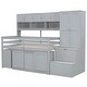 preview thumbnail 10 of 13, Gray Twin Size Wooden Loft Bed with Integrated Wardrobe, Under-bed Desk, Drawers, with Shelves