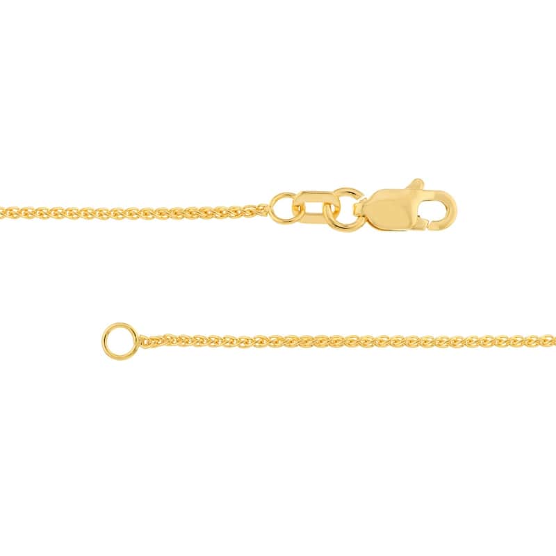 Curata 10k Yellow Gold 1.05mm Round Wheat Chain Necklace (Lobster)