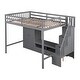 preview thumbnail 10 of 9, Full Size Loft Bed with Wardrobe,Low Storage Table and Storage Staircase