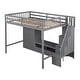 preview thumbnail 10 of 18, Multi-Functional Full Size Loft Bed Frame with Wardrobe, Low Storage Table and Storage Staircase, Health & Safe