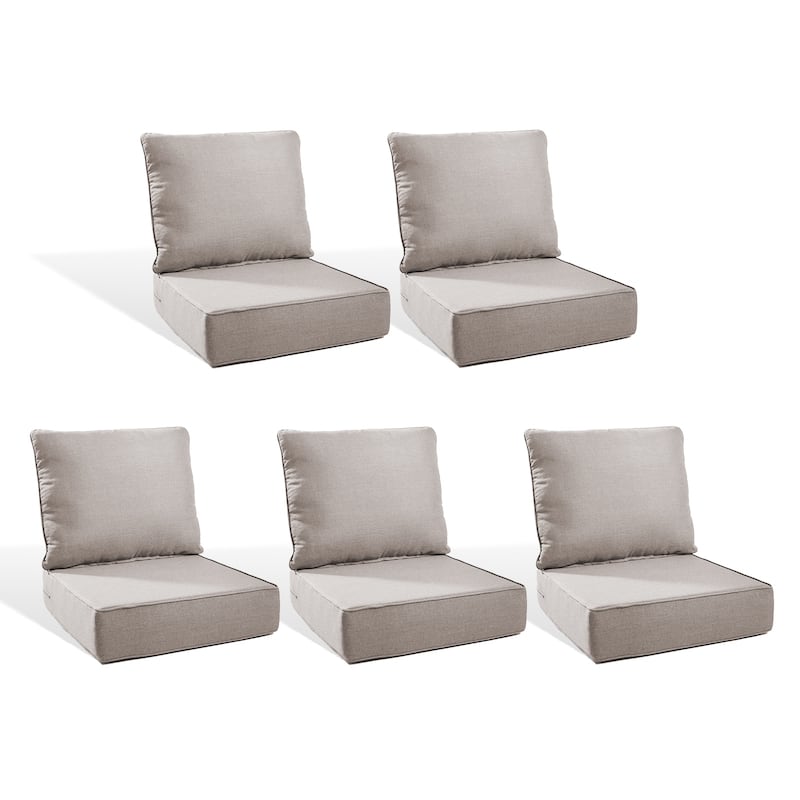 Pocassy 22"x24"x6" Inch Thick Cushions Indoor Outdoor Pillows Cushion - Beige Cushion - 5 Set Seat & Back Cushion