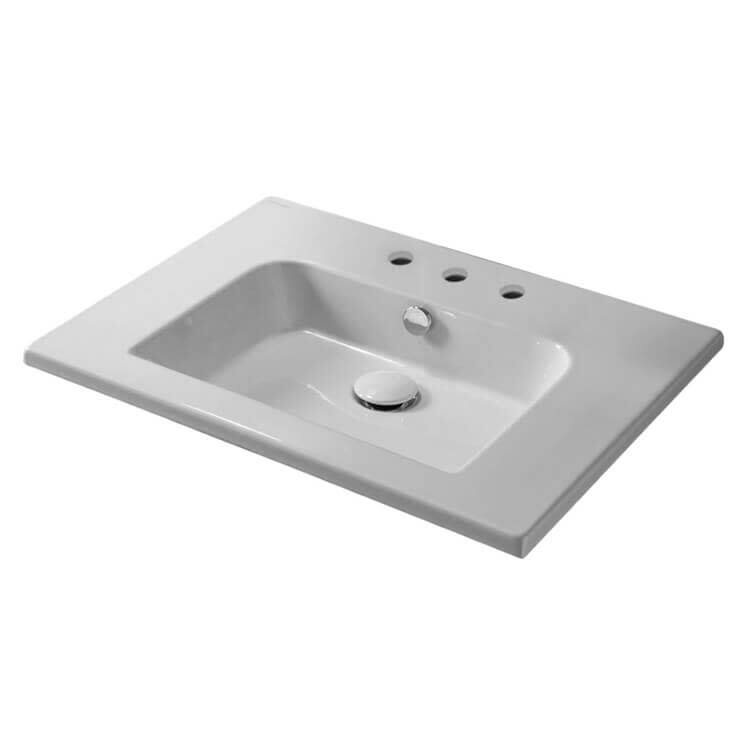 Nameeks Scarabeo 5210-Three Hole Etra 24-3/16" Rectangular Ceramic - White