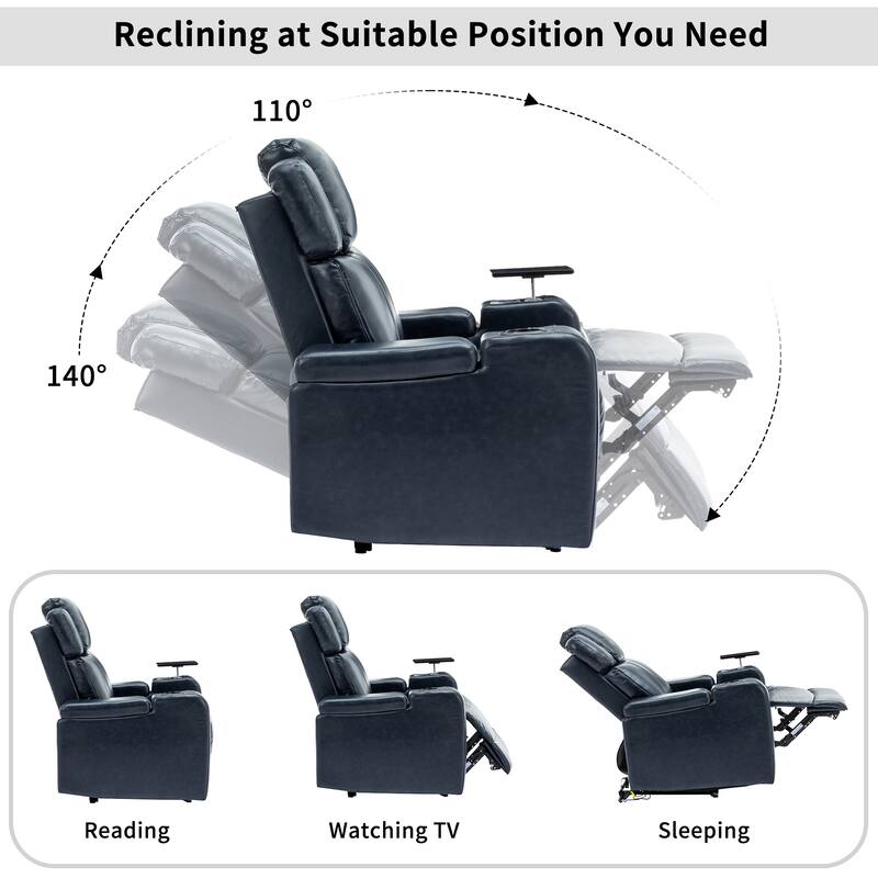 Power Recliner Chair with Cooling Cup Holder, Bluetooth Speaker, LED Lights, USB Ports, Tray Table and Hidden Storage