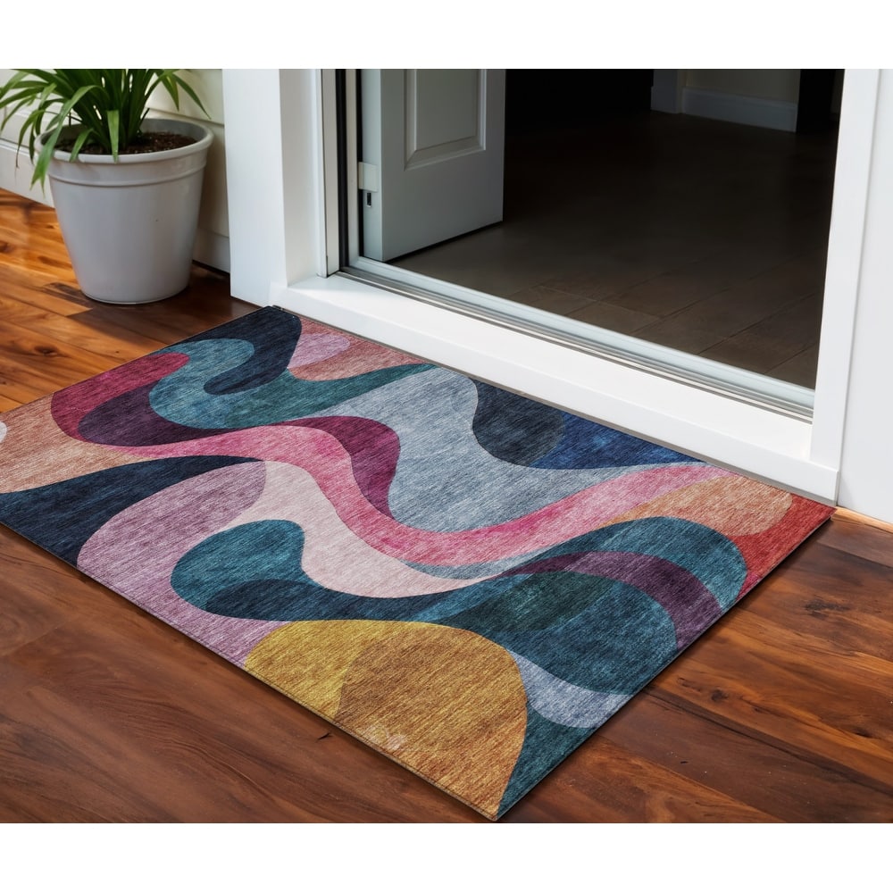 HomeRoots Abstract Transitional Rectangle Outdoor Rug