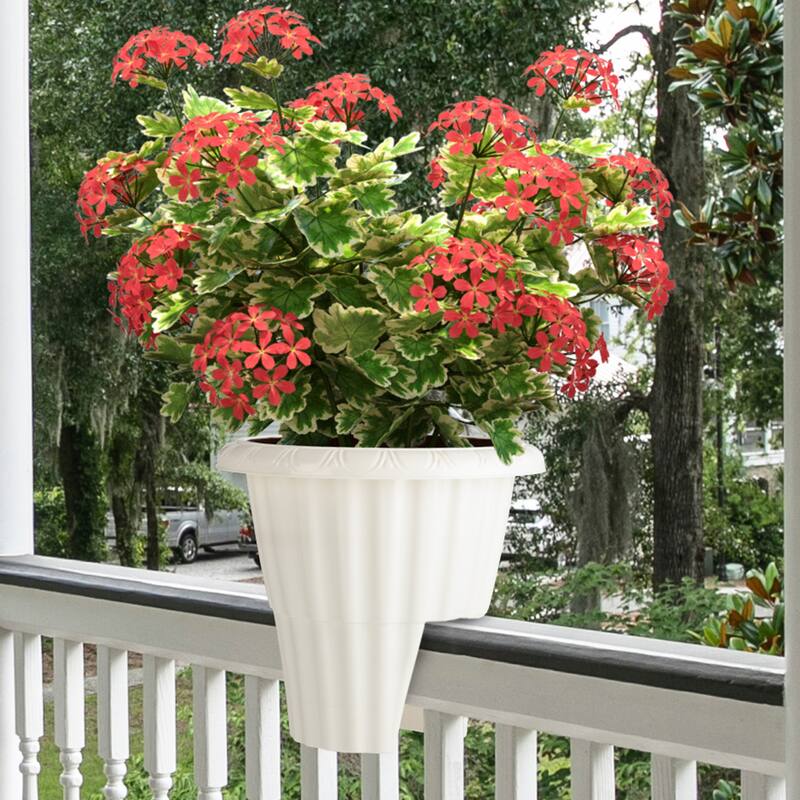 Pure Garden 13.5-n Round Railing Planter - 2.64-Gal Outdoor Flower Pot