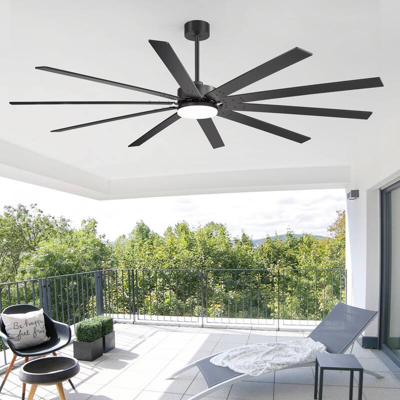 Large 84"/72" Reversible 10-Blade Integrated Ceiling Fan with LED Light Kit and Remote