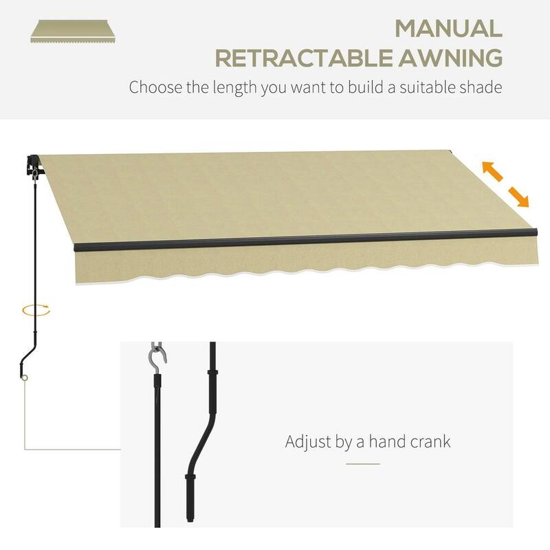 8' x 6.5' Retractable Awning, 280gsm UV Resistant Sunshade Shelter